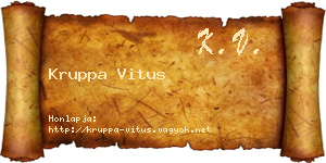 Kruppa Vitus névjegykártya
